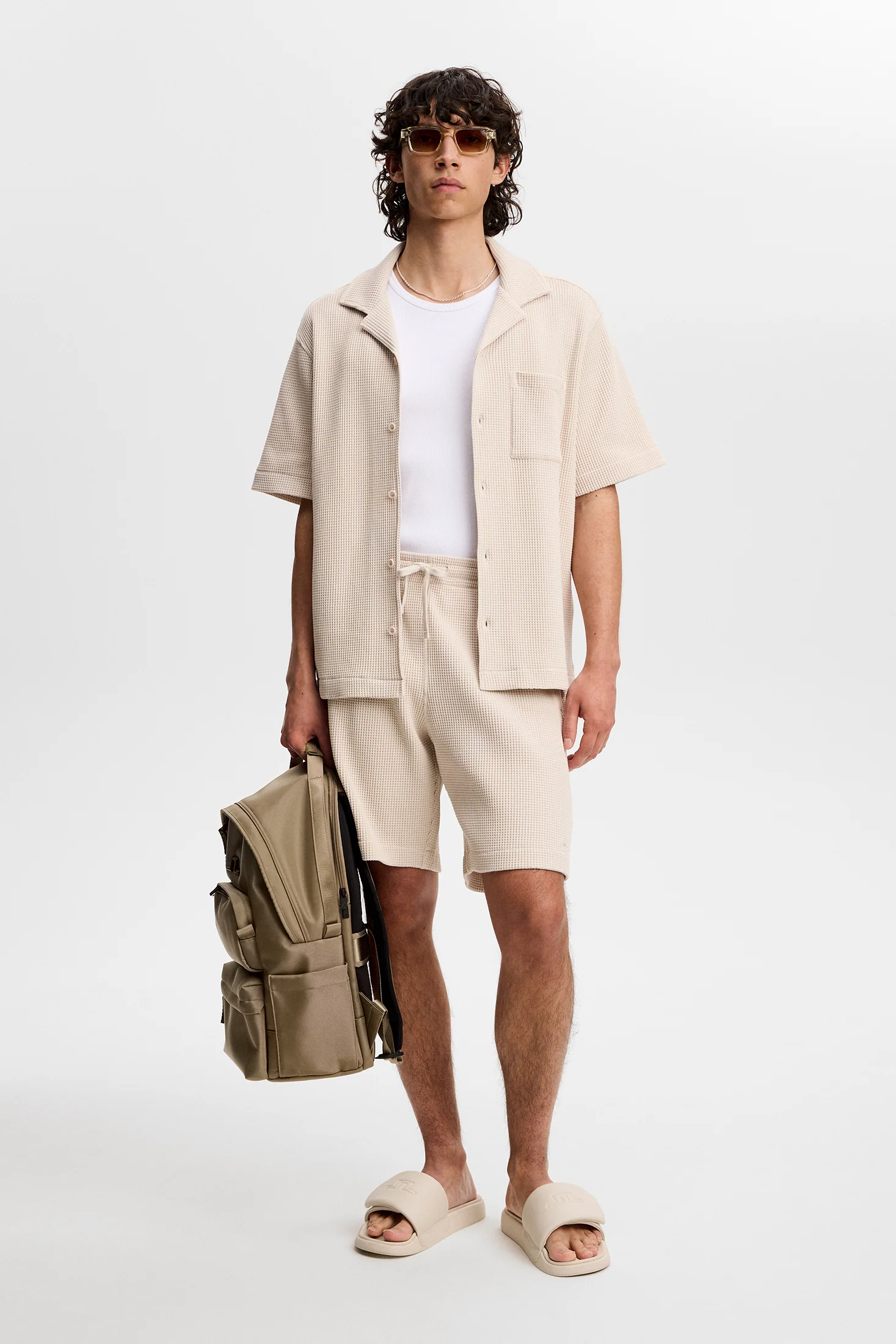Simon Waffle Shorts / Moonbeam - Image 4