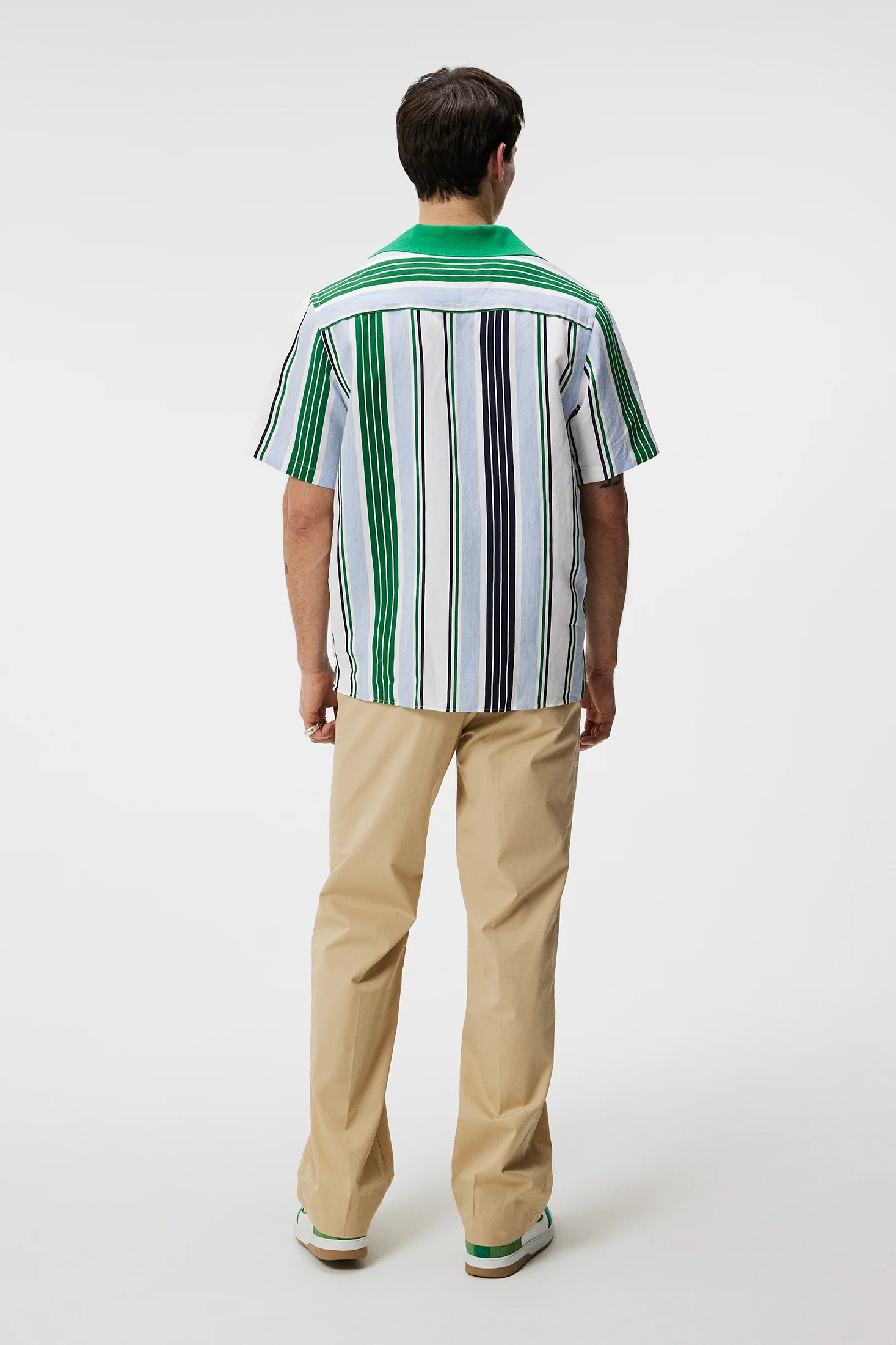 Skala Knit Collar Stripe Shirt / Estate Blue - Image 3