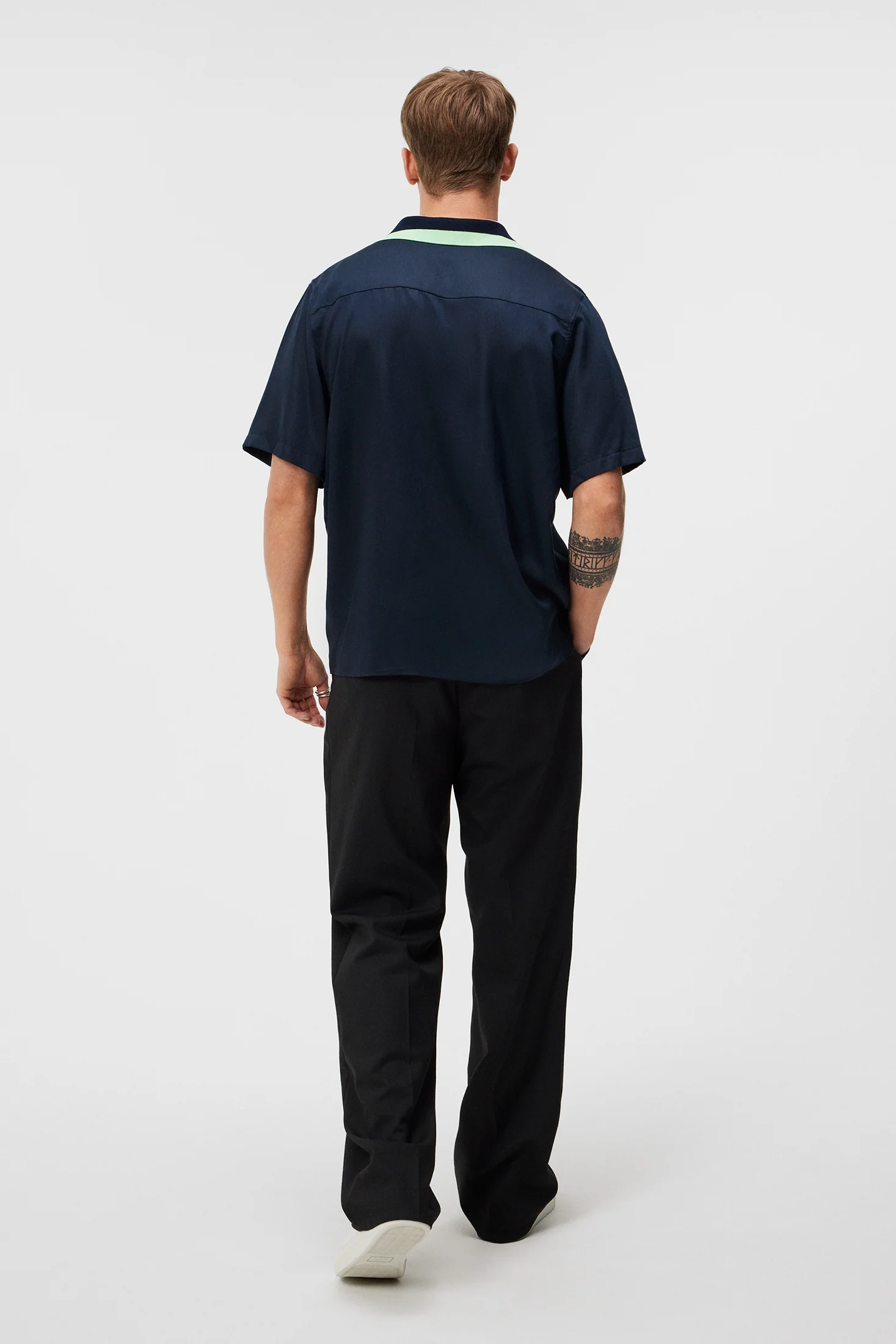 Skala SS Knit Collar Shirt / JL Navy - Image 3