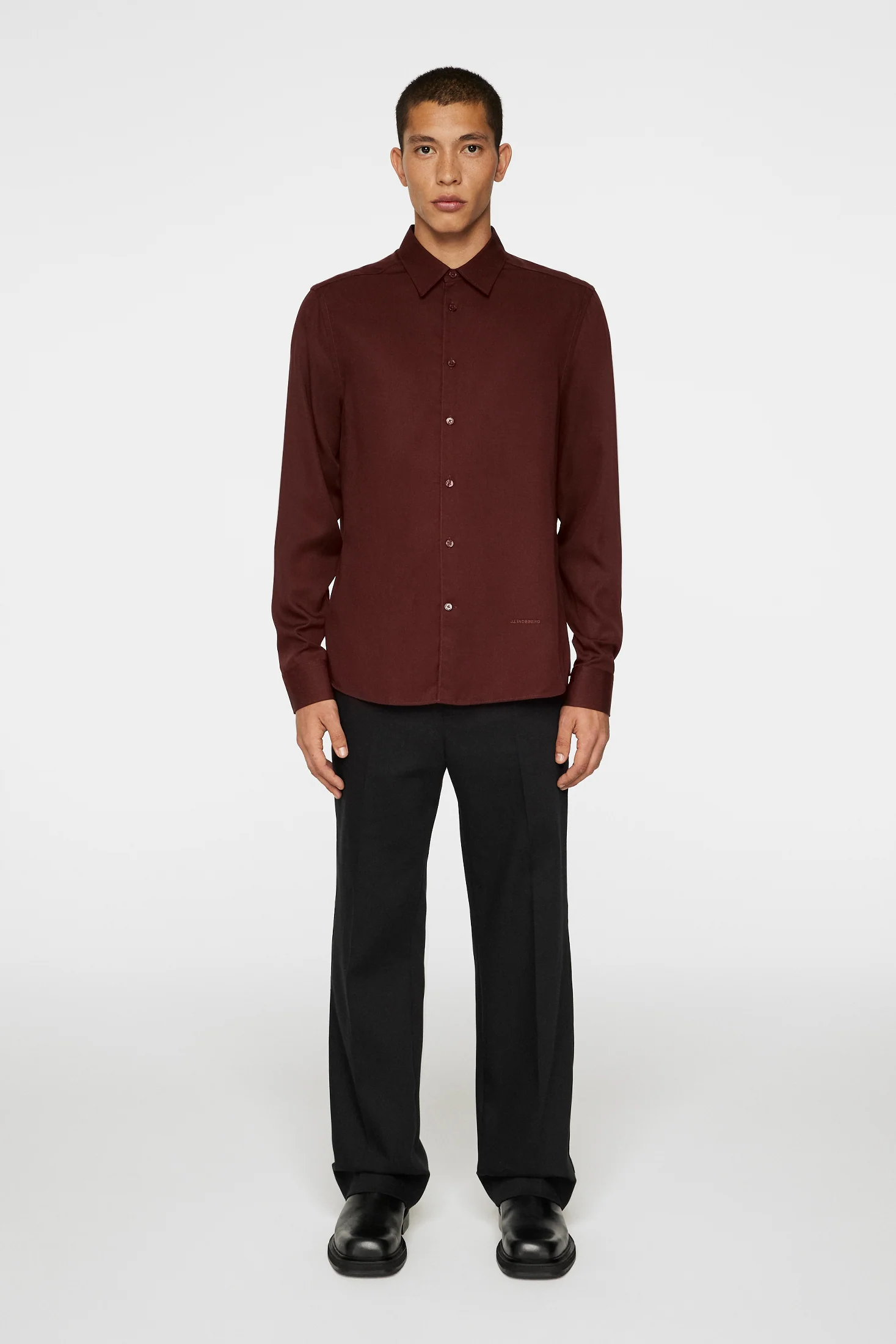 Slim LS Comfort Tencel Shirt / Bitter Chocolate - Image 4