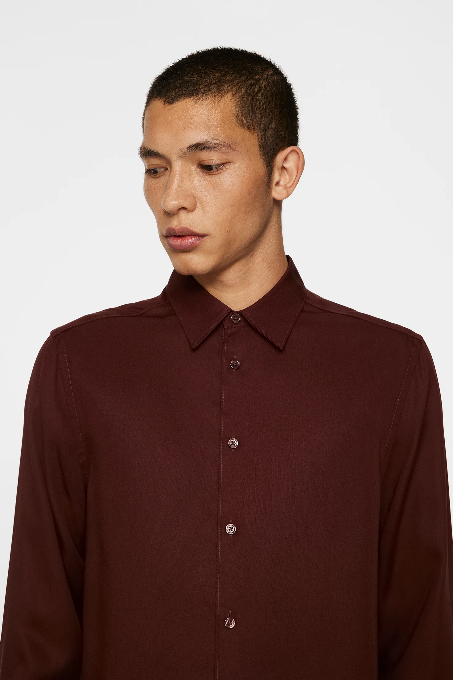 Slim LS Comfort Tencel Shirt / Bitter Chocolate - Image 5
