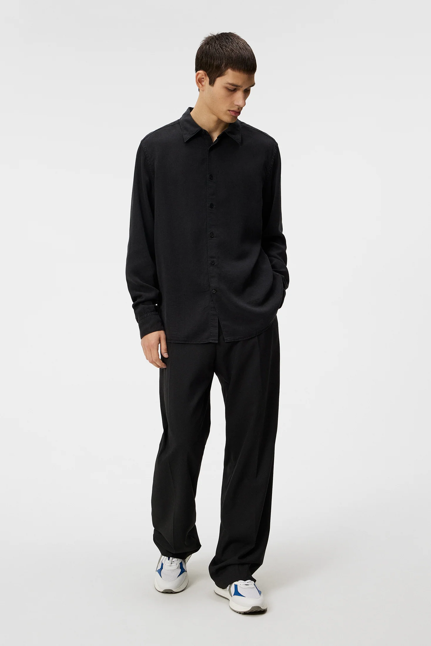 Slim LS Comfort Tencel Shirt / Black - Image 4