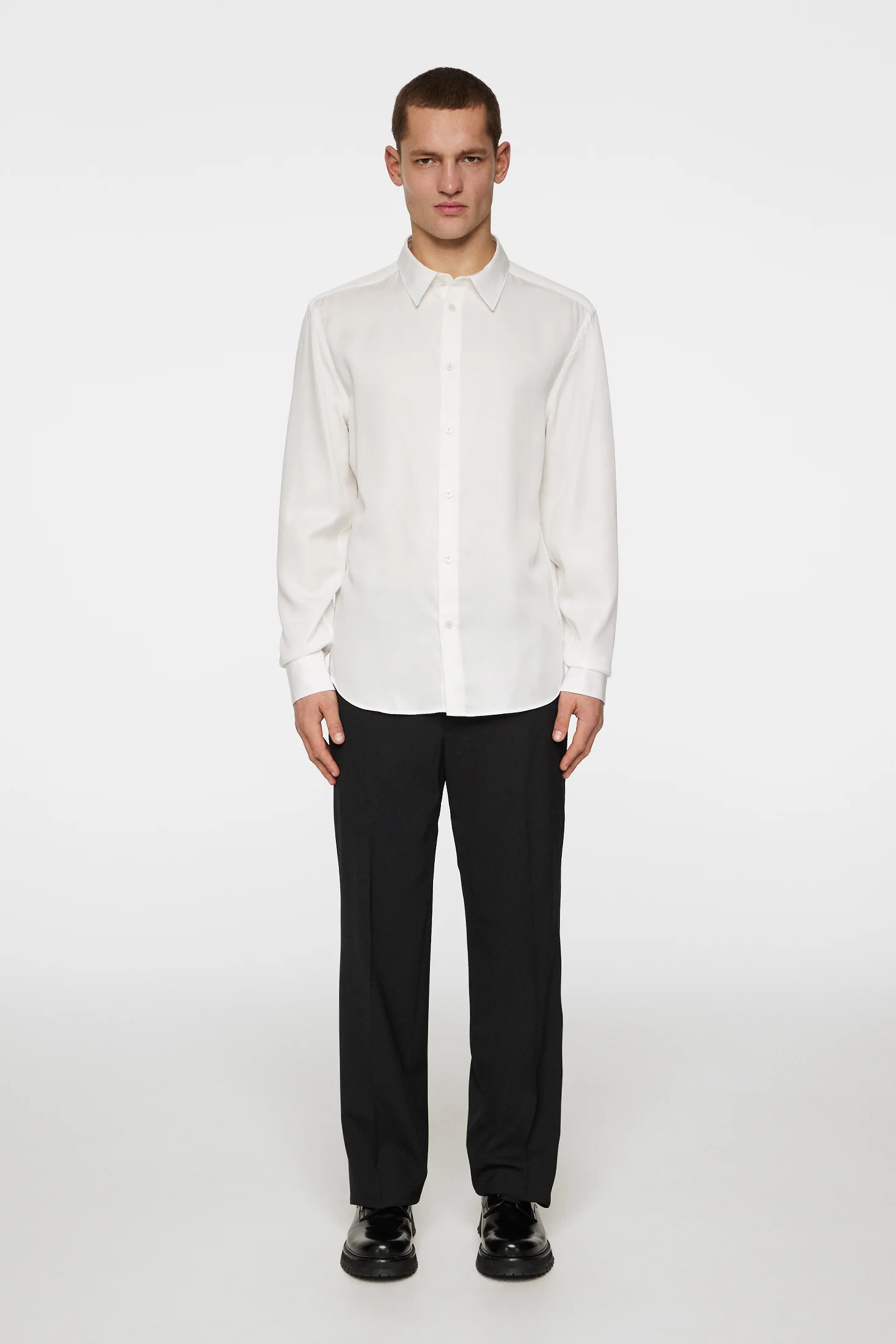 Slim LS Comfort Tencel Shirt / Cloud White - Image 4