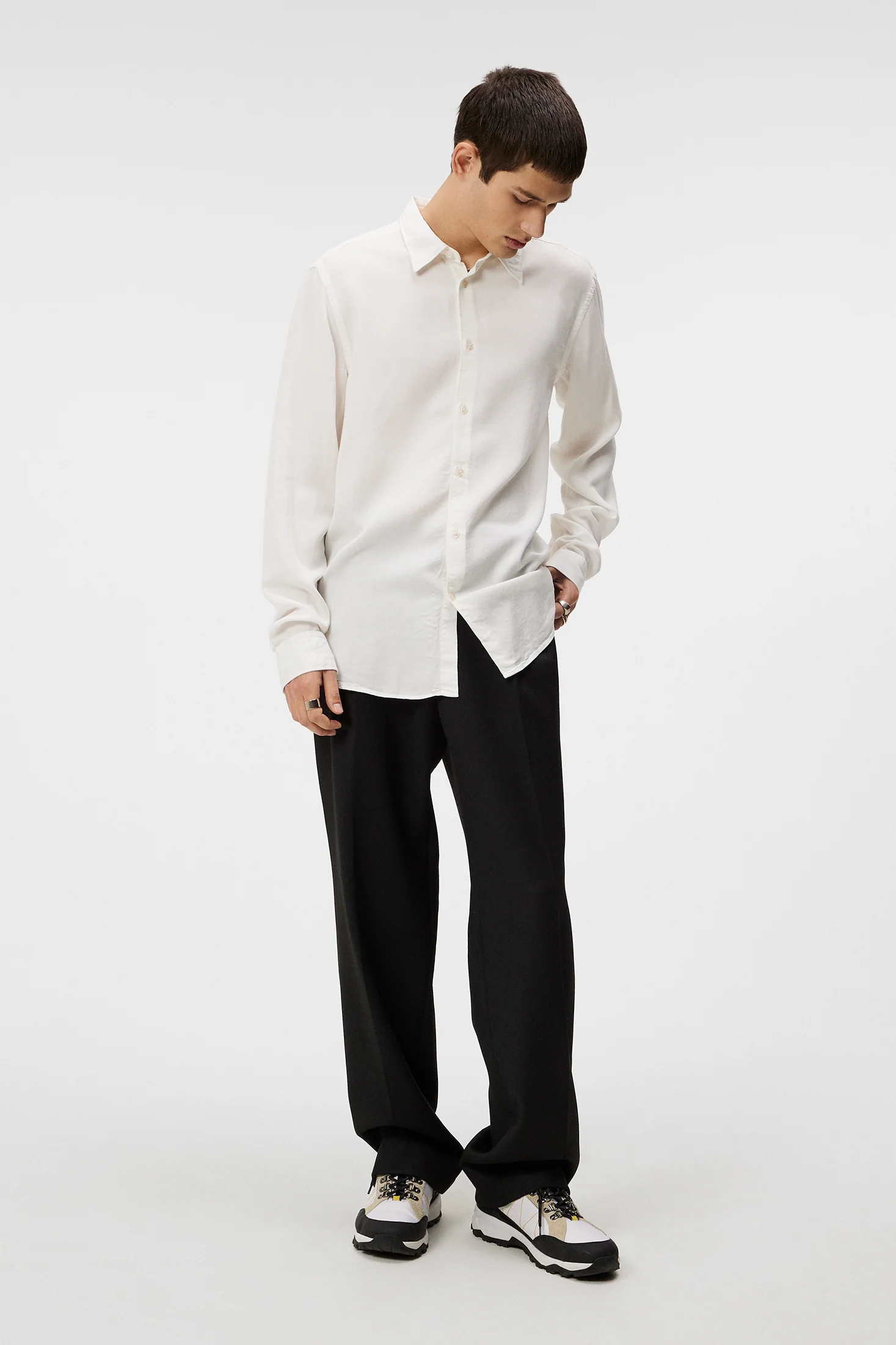 Slim LS Comfort Tencel Shirt / Cloud White - Image 4
