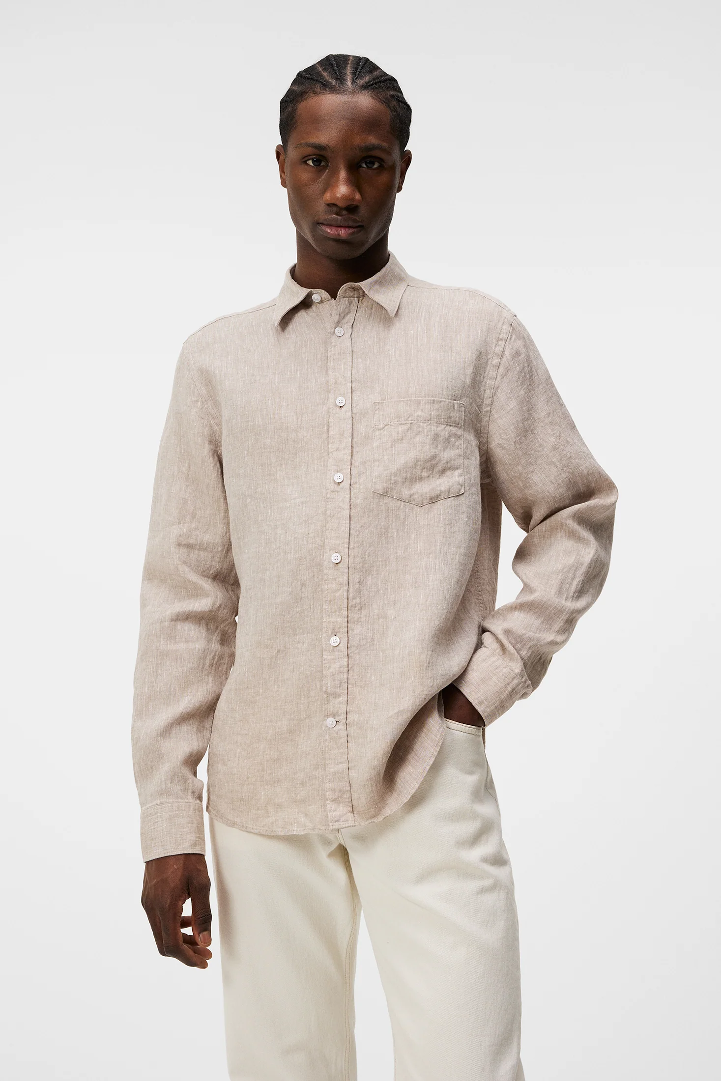 Slim LS Linen Melange Shirt / Batique Khaki - Image 2