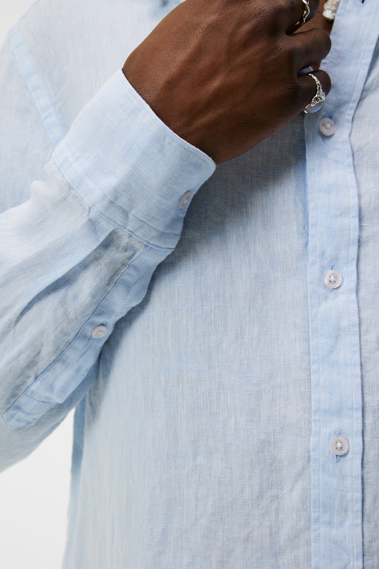 Slim LS Linen Melange Shirt / Chambray Blue - Image 6