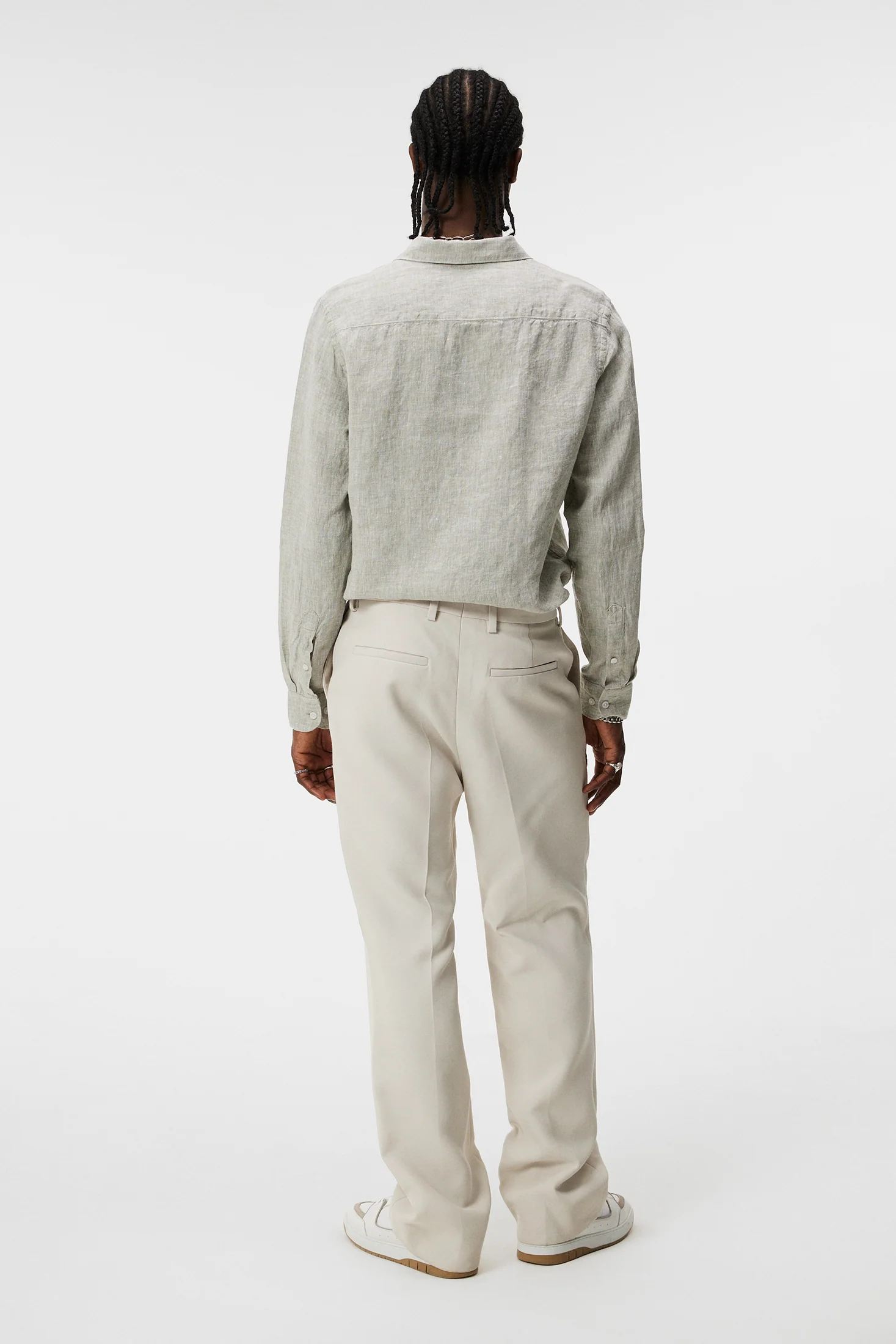 Slim LS Linen Melange Shirt / Oil Green - Image 3