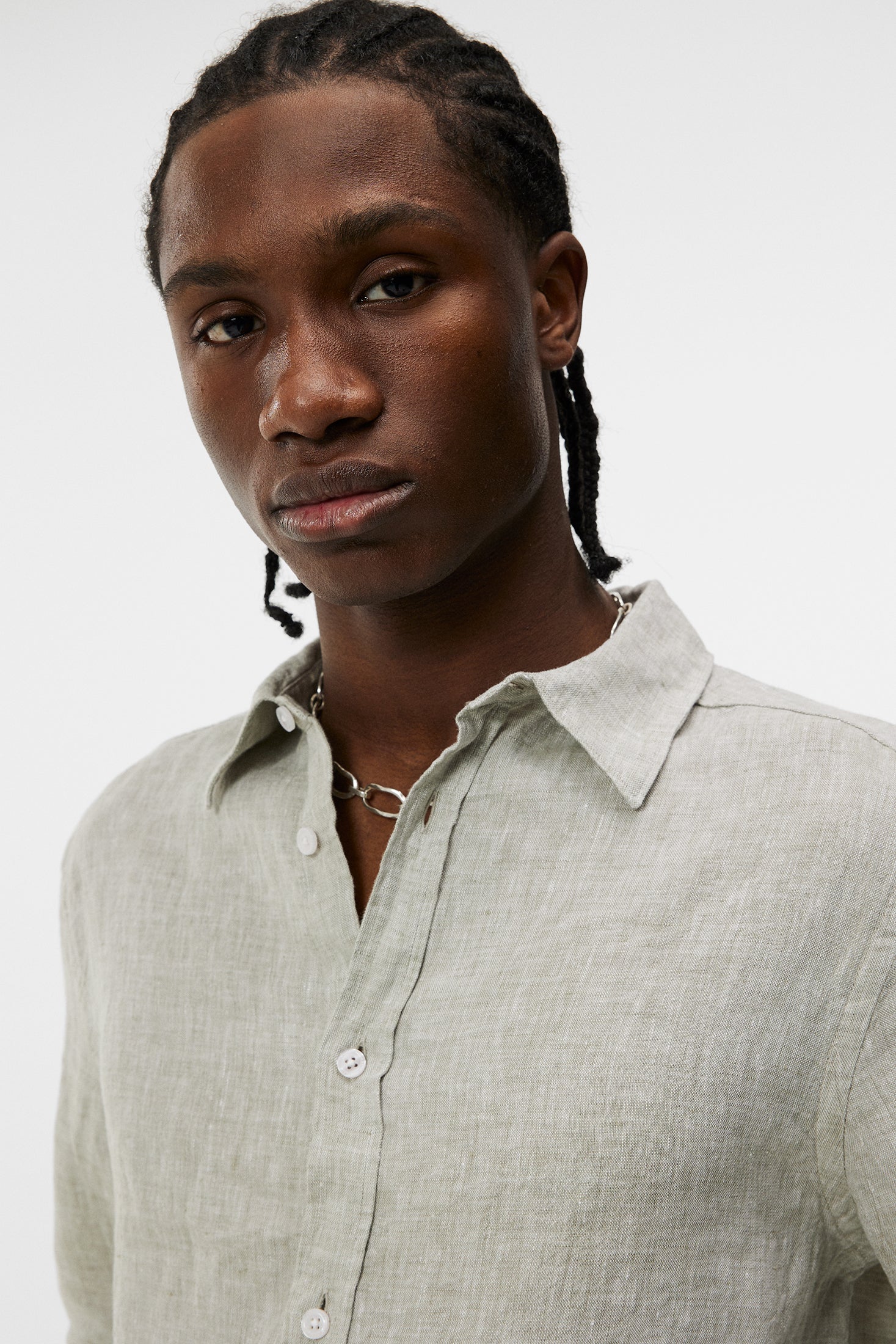 Slim LS Linen Melange Shirt / Oil Green - Image 5