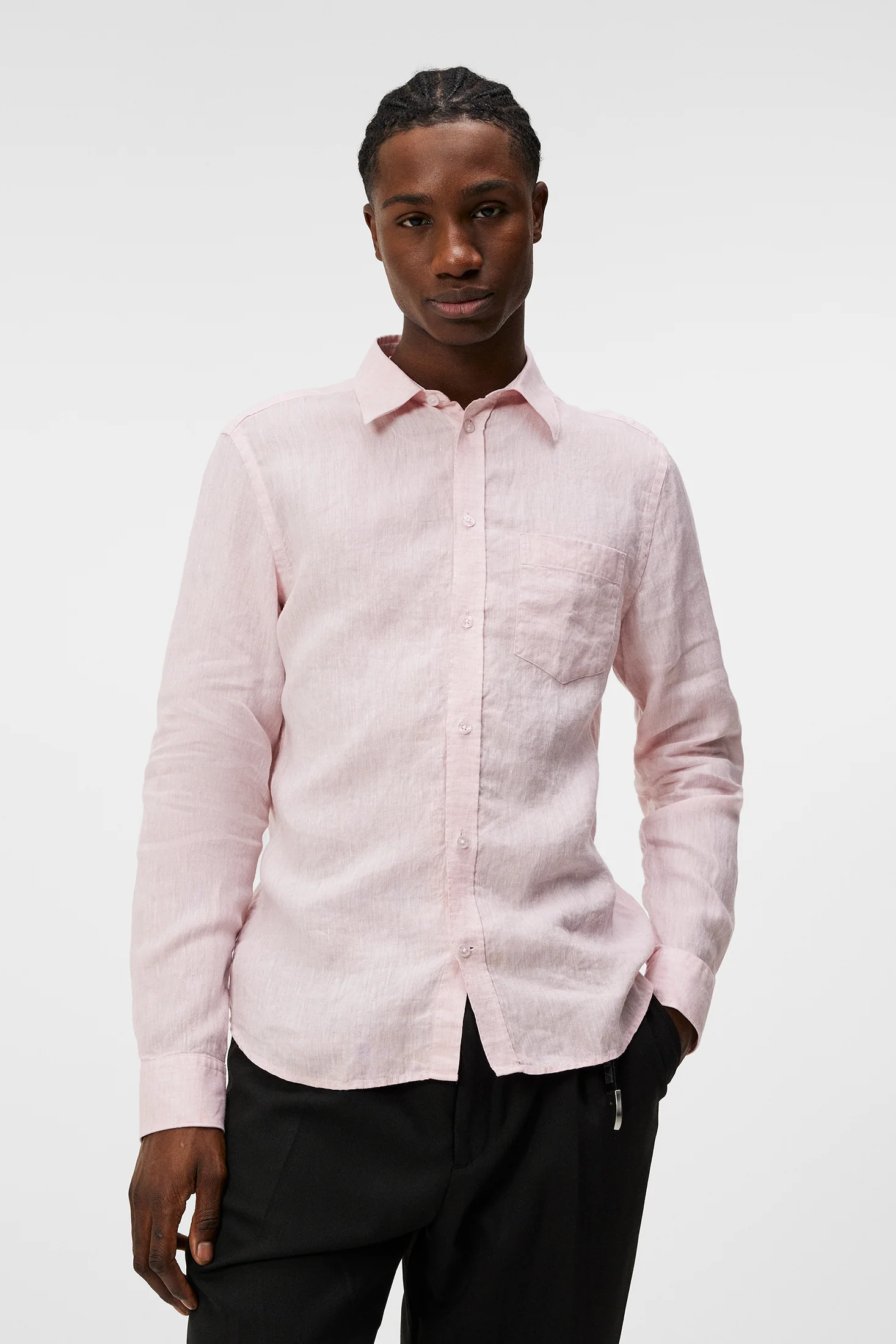 Slim LS Linen Melange Shirt / Powder Pink - Image 2
