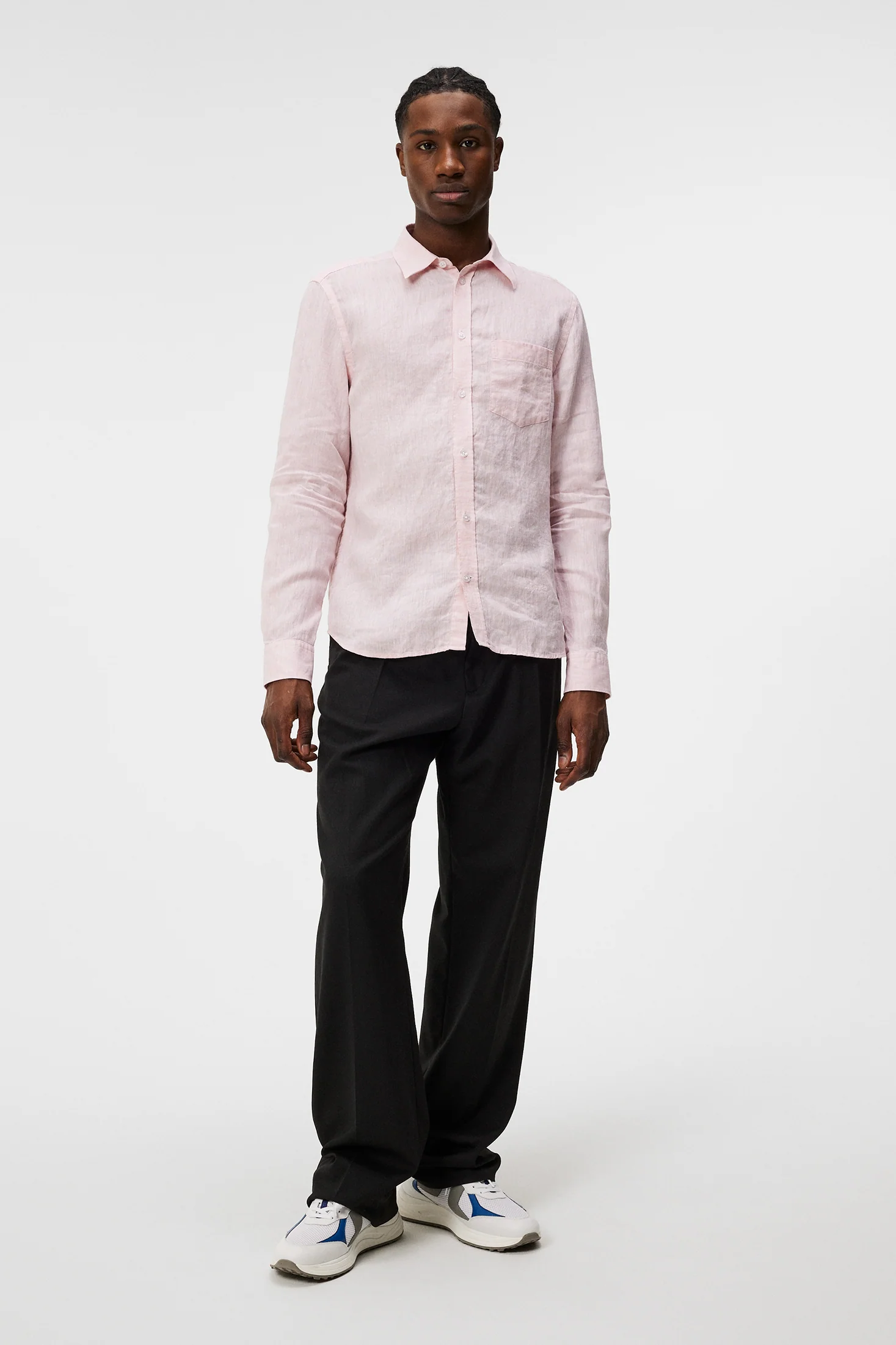 Slim LS Linen Melange Shirt / Powder Pink - Image 4