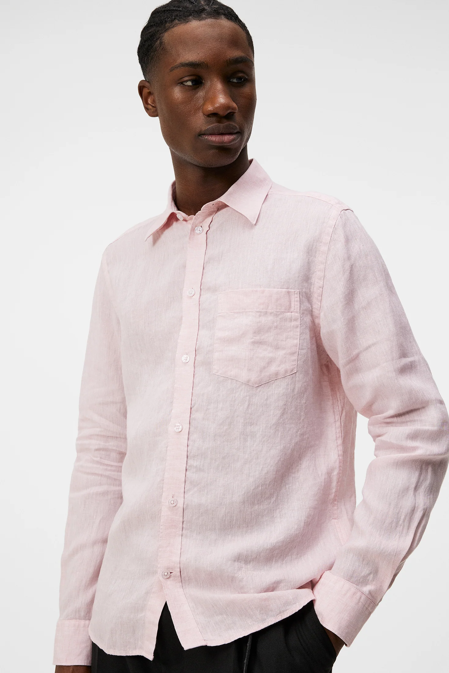 Slim LS Linen Melange Shirt / Powder Pink - Image 5