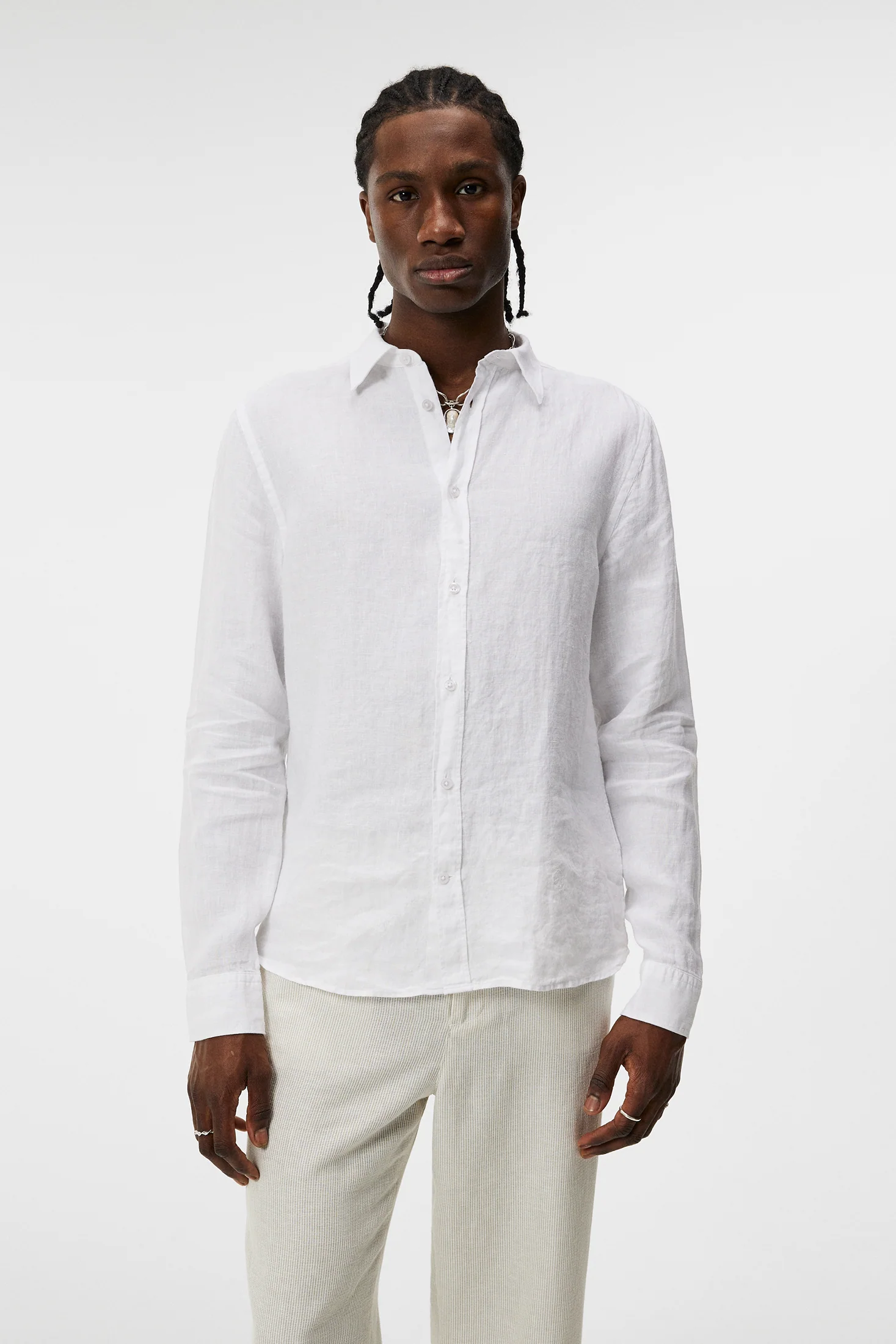 Slim LS Linen Melange Shirt / White - Image 2