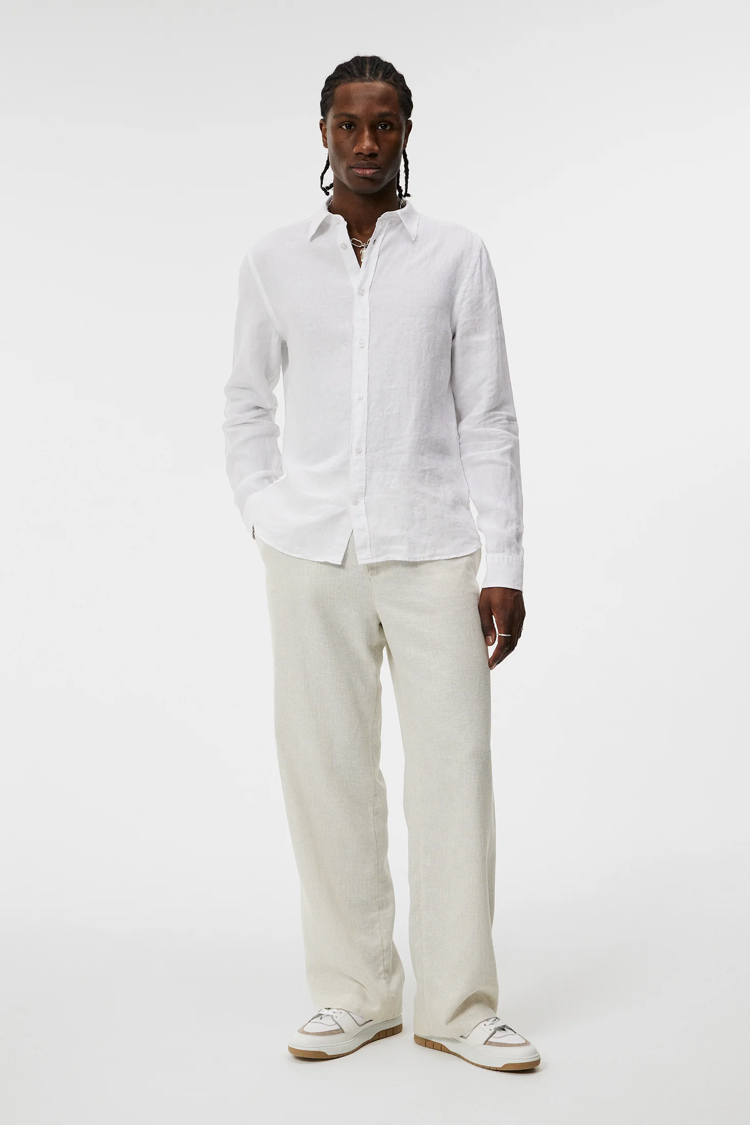 Slim LS Linen Melange Shirt / White - Image 4