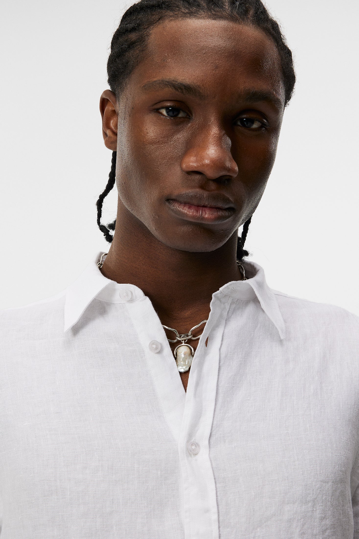Slim LS Linen Melange Shirt / White - Image 5