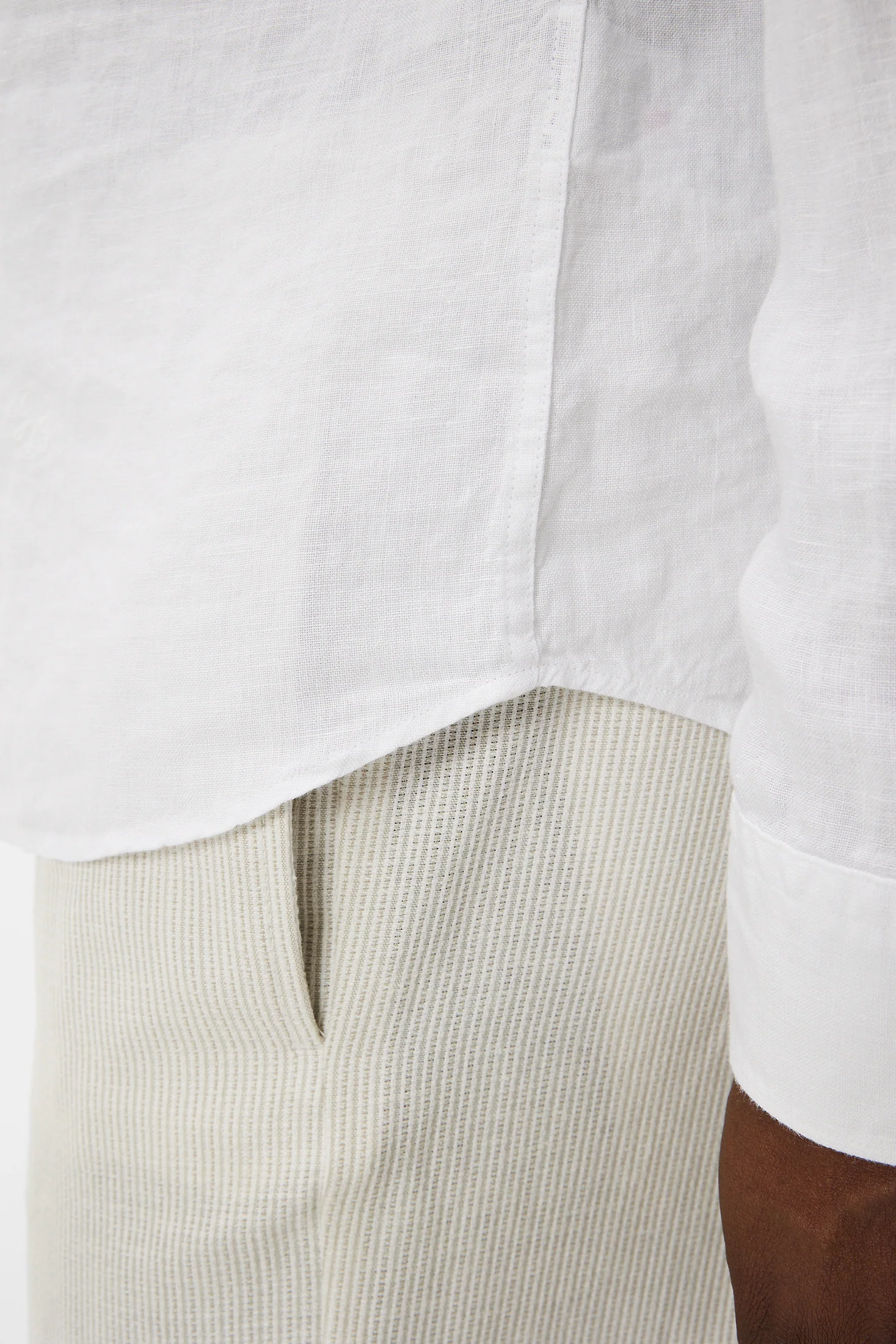 Slim LS Linen Melange Shirt / White - Image 6