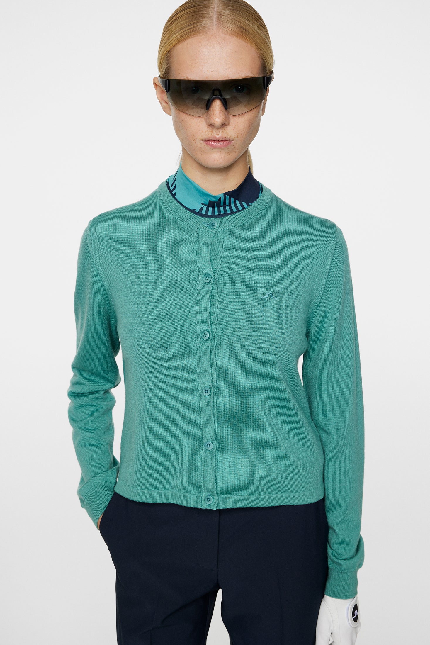 Thalia Knitted Cardigan / Teal - Image 5