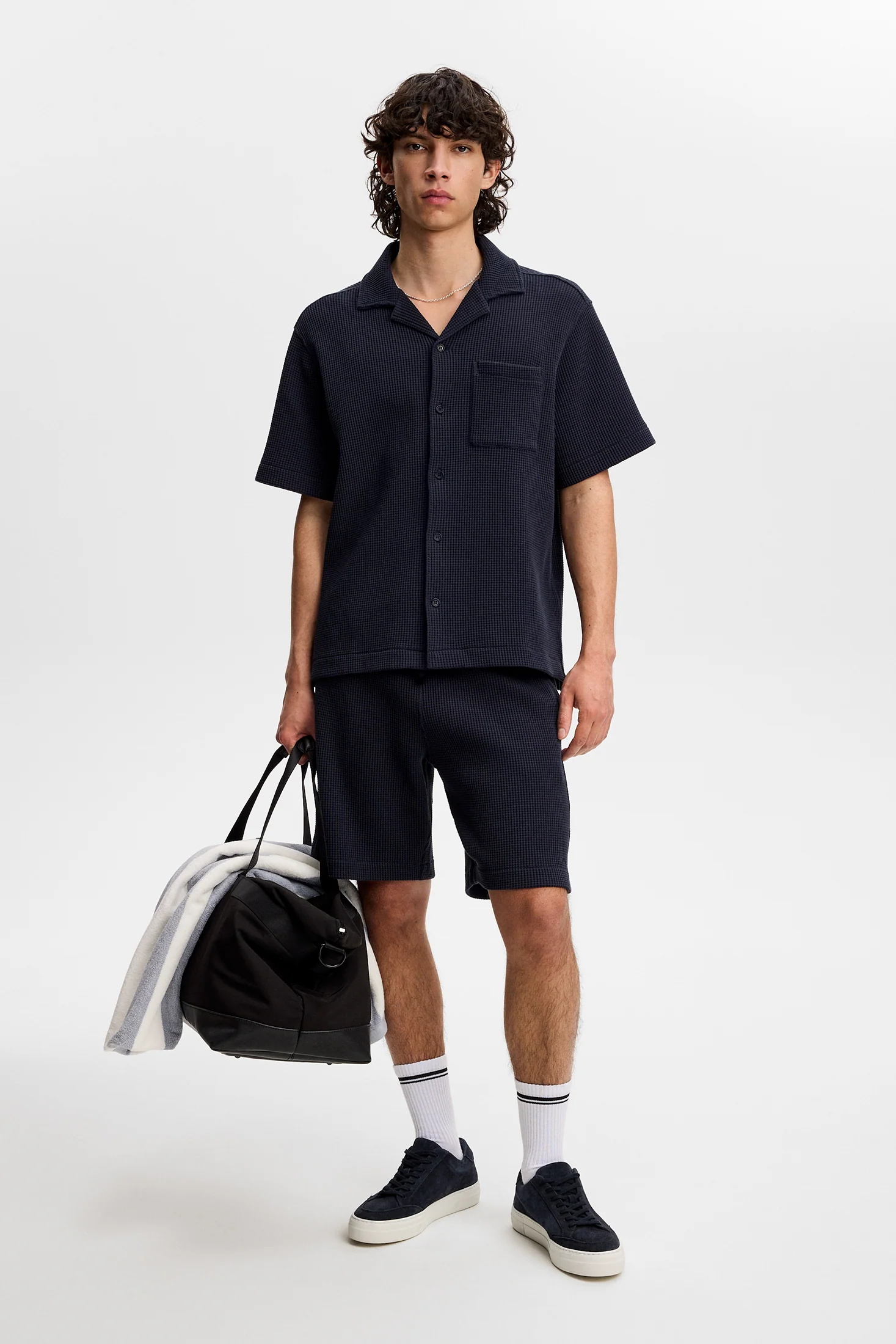 Theron Waffle Shirt / JL Navy - Image 4