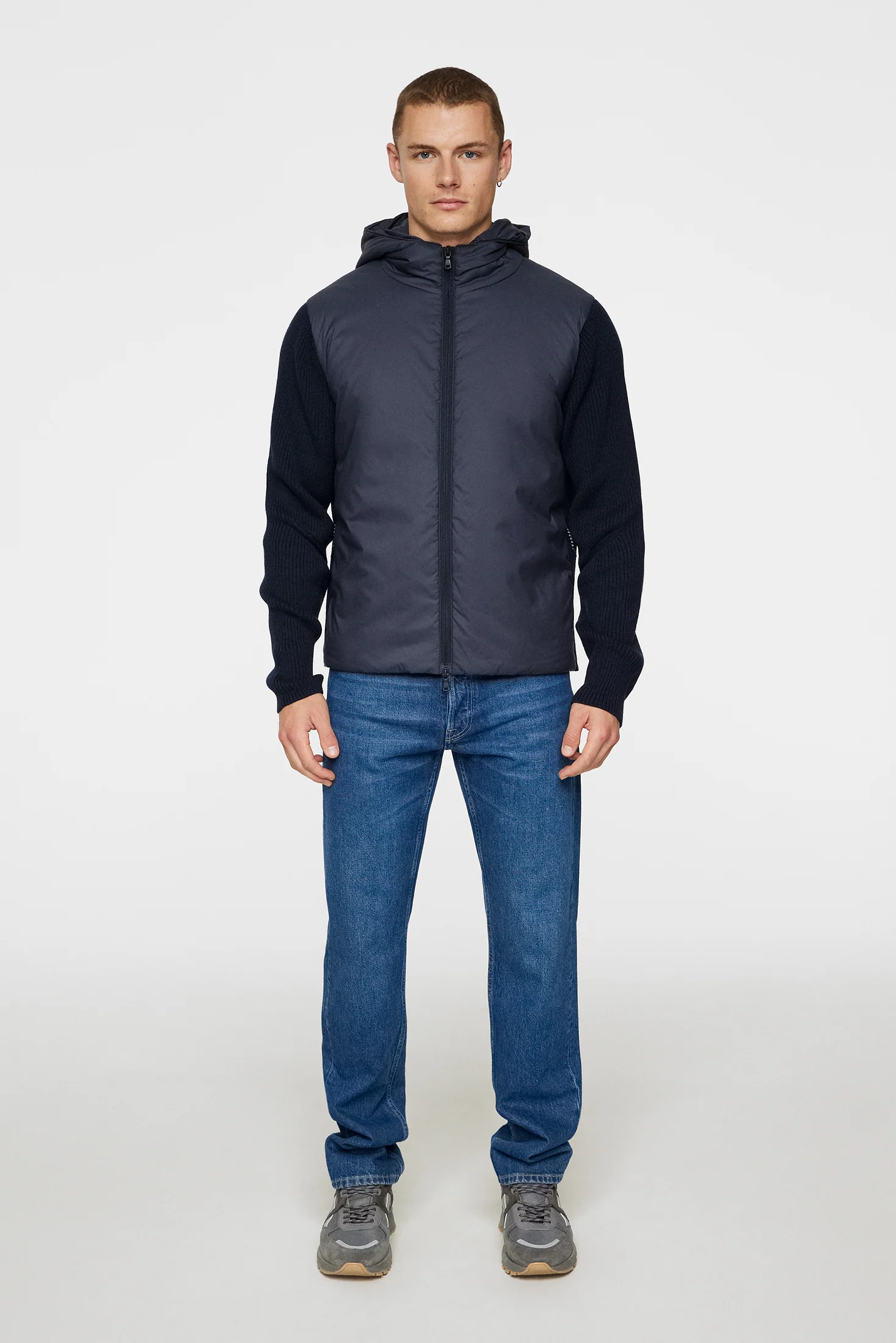 Thierry Hybrid Knit Hoodie / JL Navy - Image 4