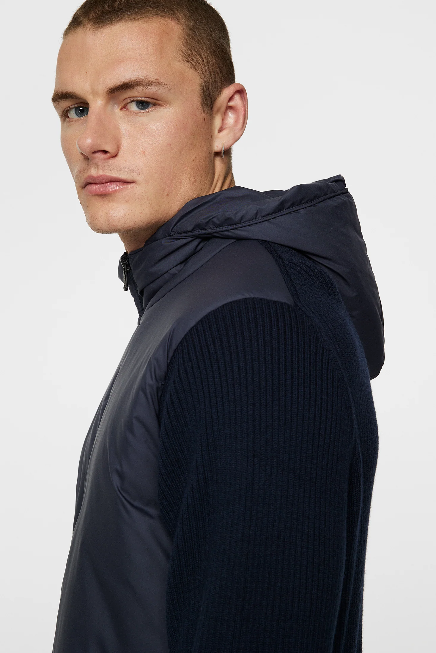 Thierry Hybrid Knit Hoodie / JL Navy - Image 5