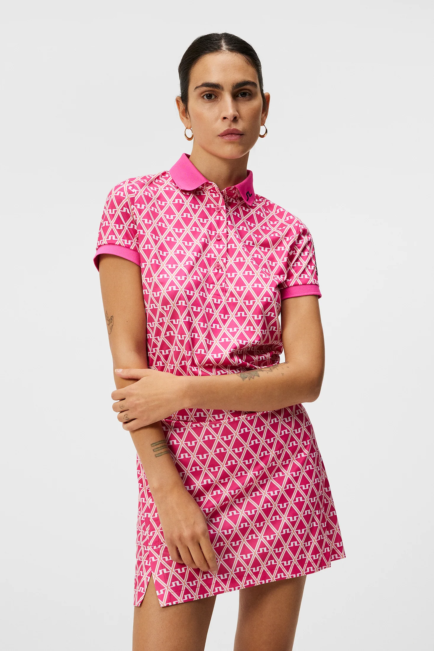Tour Tech Print Polo / Geo Fuchsia Purple - Image 2