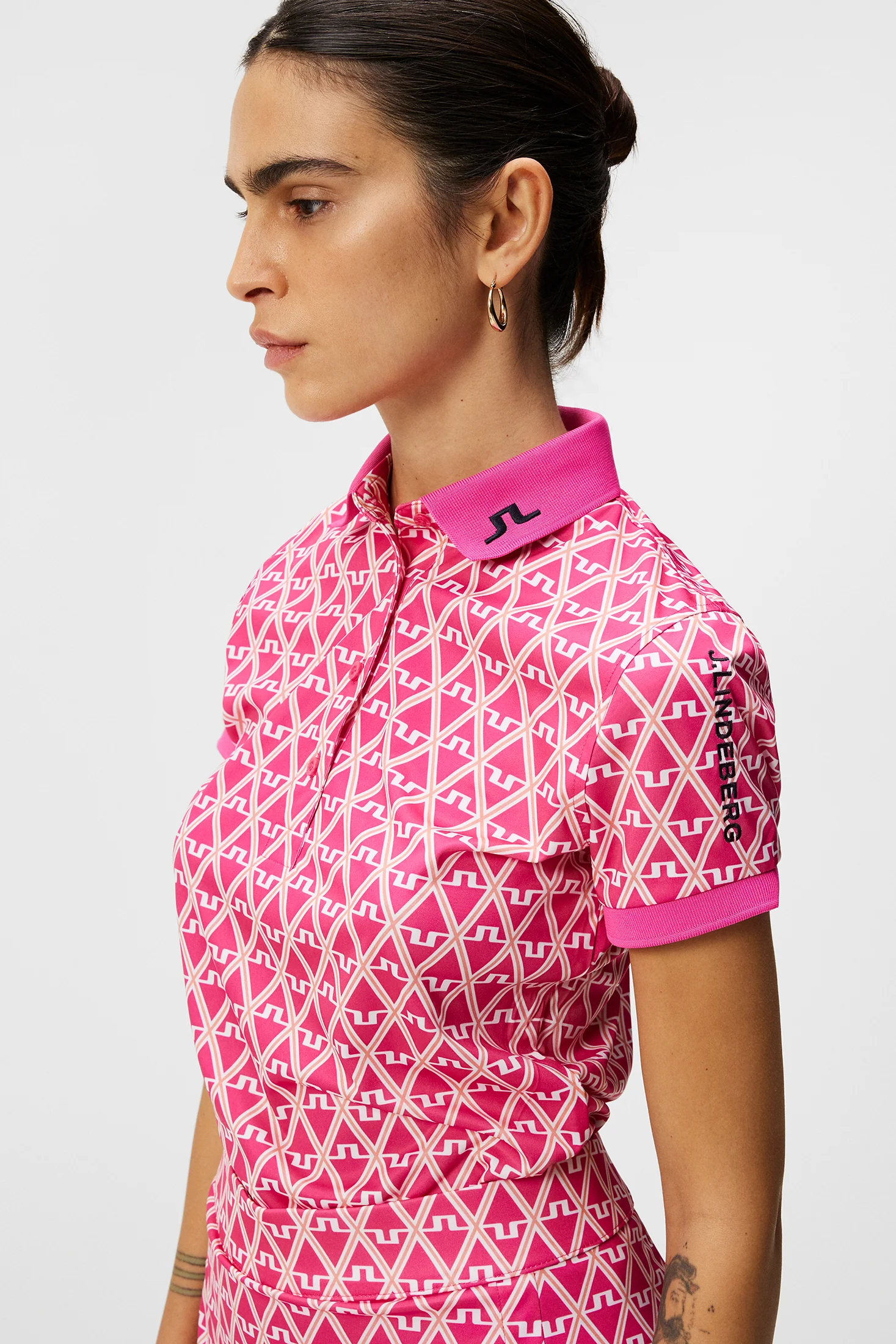Tour Tech Print Polo / Geo Fuchsia Purple - Image 5