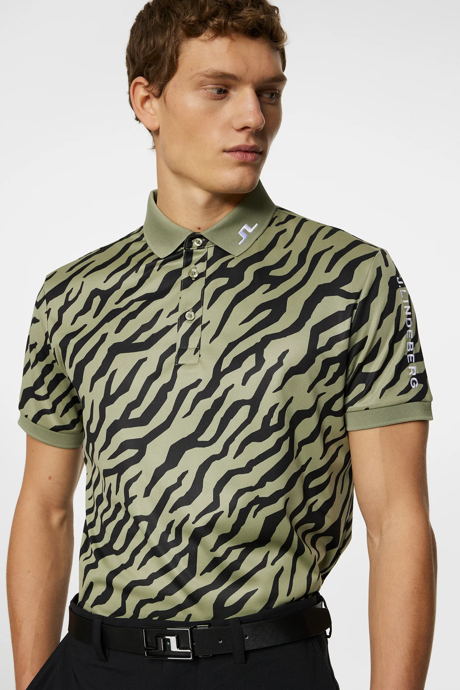 Tour Tech Print Polo / Tour Tiger Olive M - Image 5