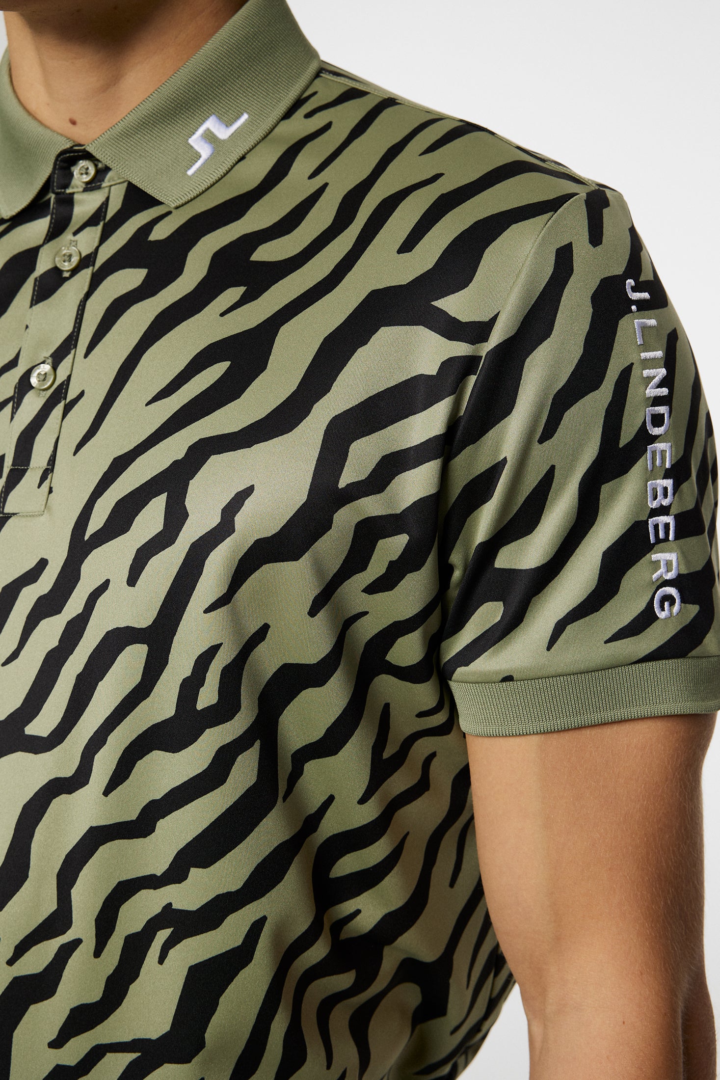 Tour Tech Print Polo / Tour Tiger Olive M - Image 6