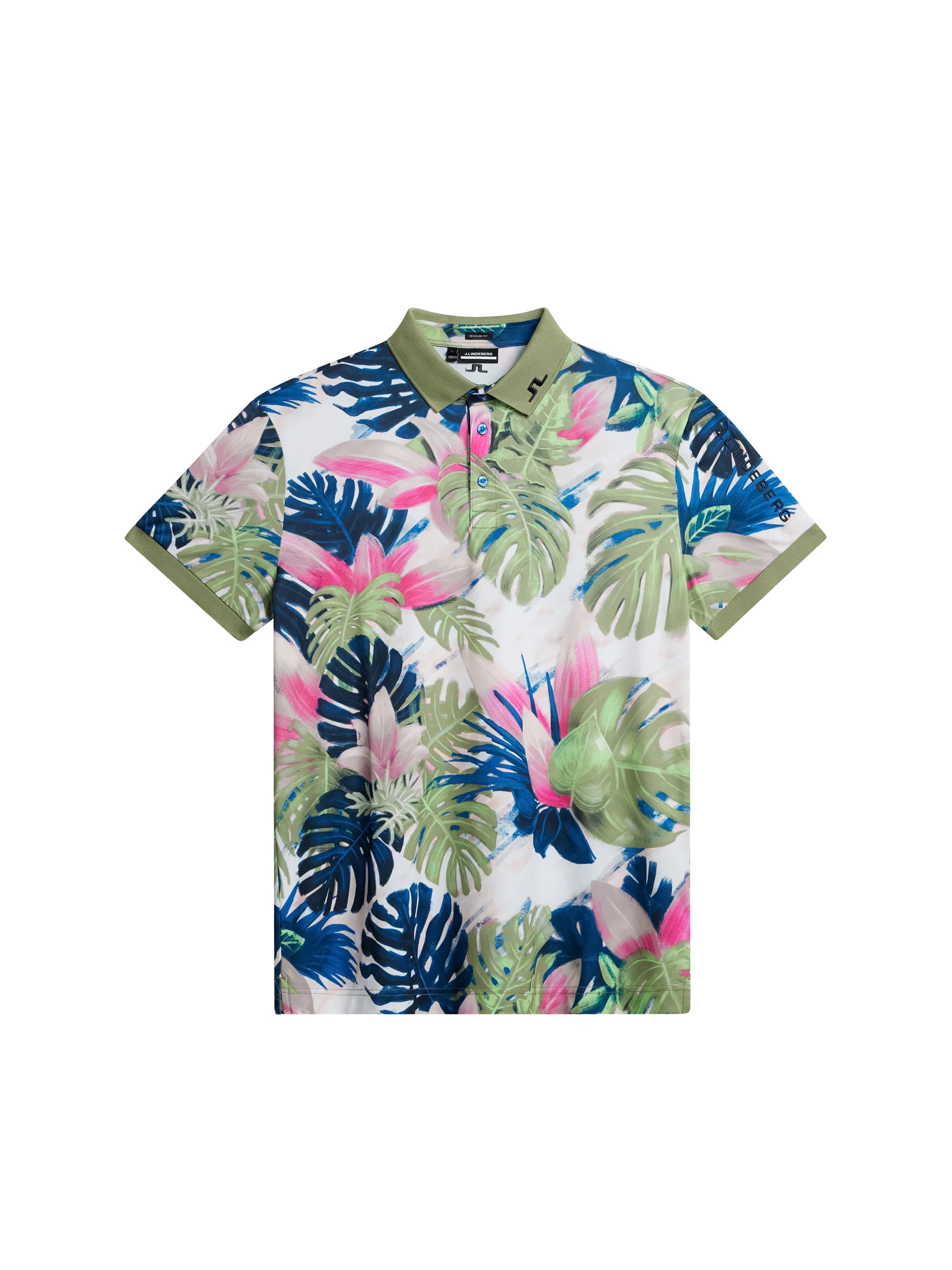 Tour Tech Reg Fit Print Polo / Calypso Oil Green