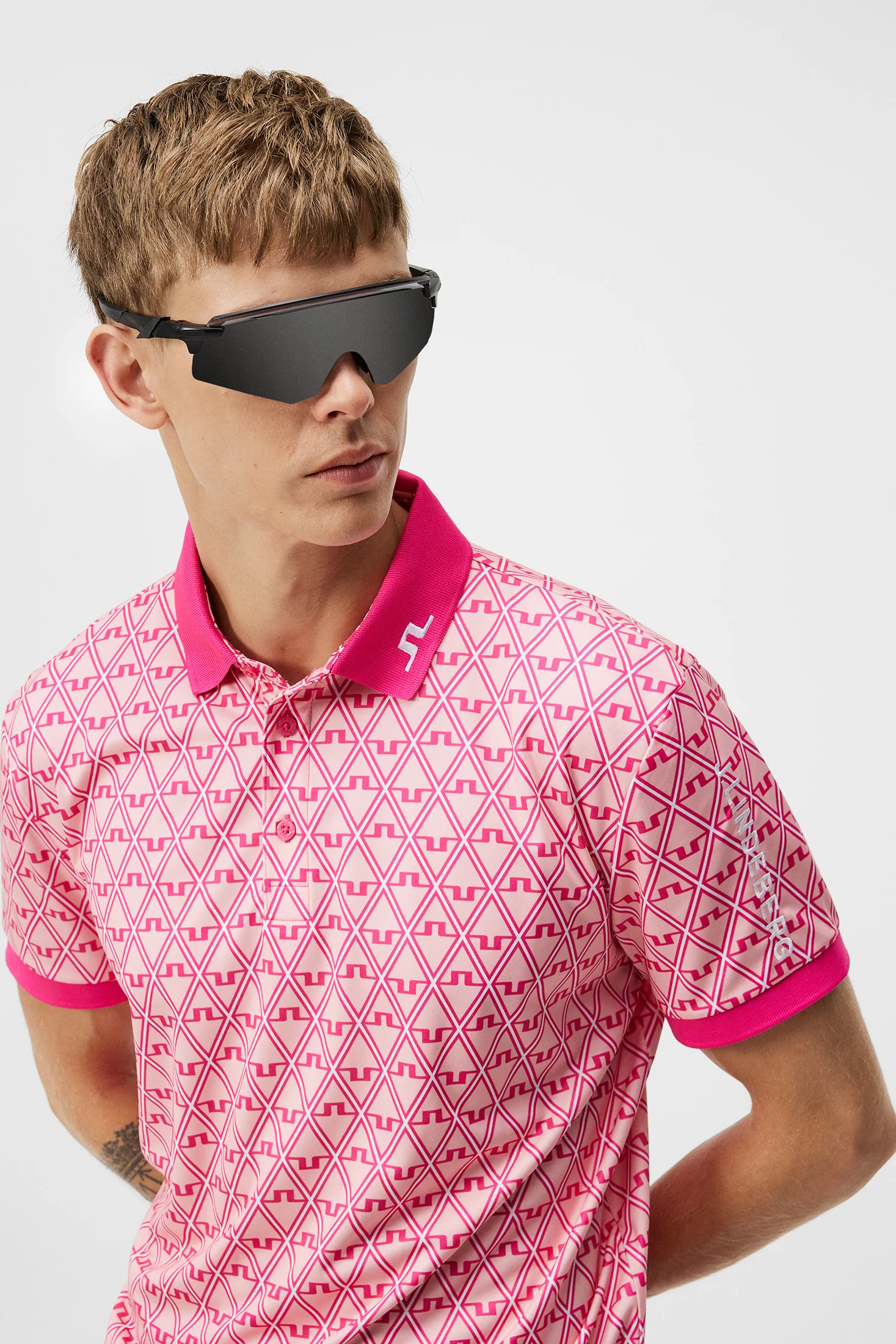 Tour Tech Reg Fit Print Polo / Geo Powder Pink - Image 5