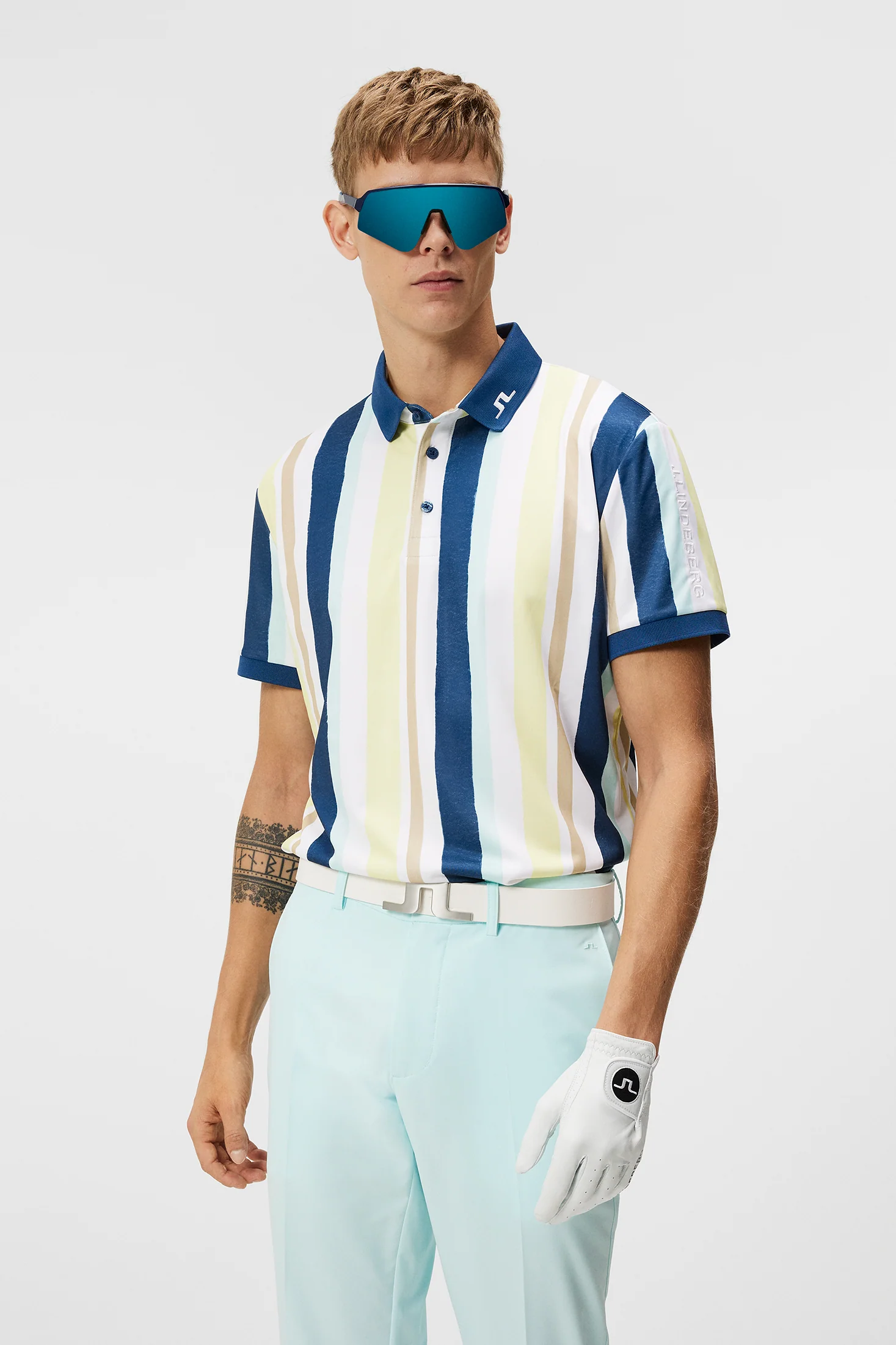 Tour Tech Reg Fit Print Polo / Painted Stripe Wax Yellow - Image 2
