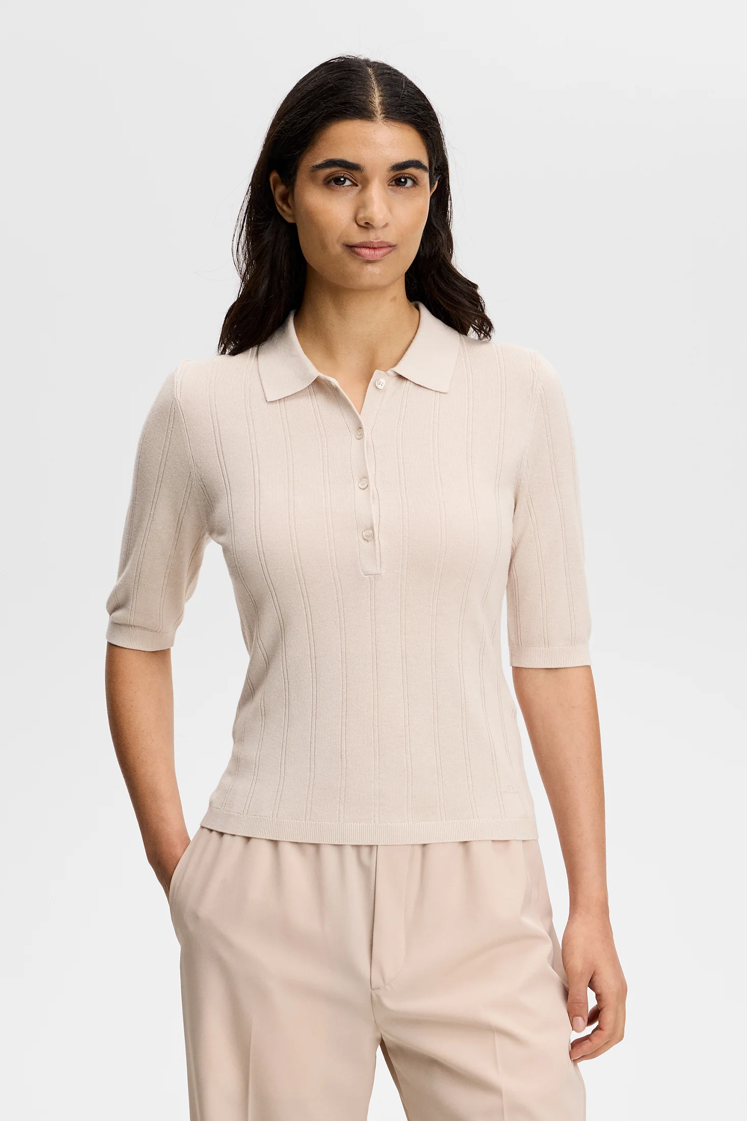 Vida Wide Rib Polo / Moonbeam - Image 3