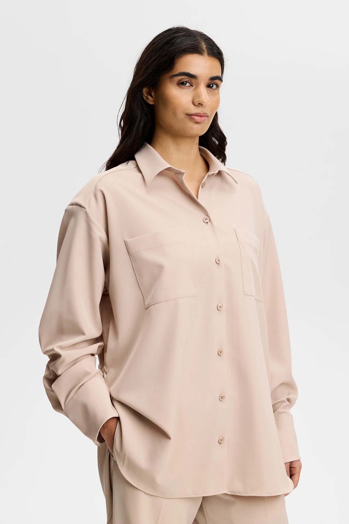 Willow Tech Drape Shirt / Moonbeam - Image 3