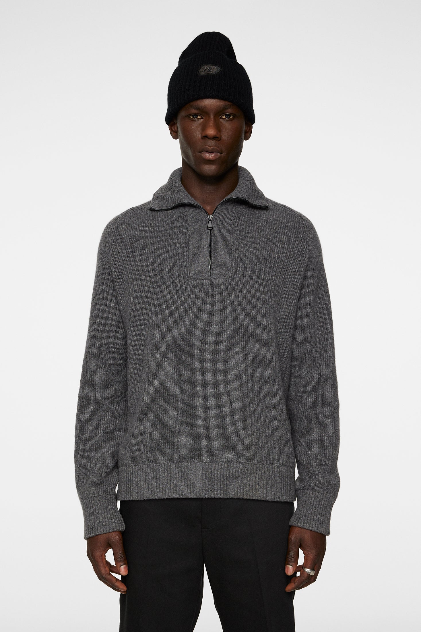 Wilmer Quarter Zip Knit / Mid Grey Melange - Image 2