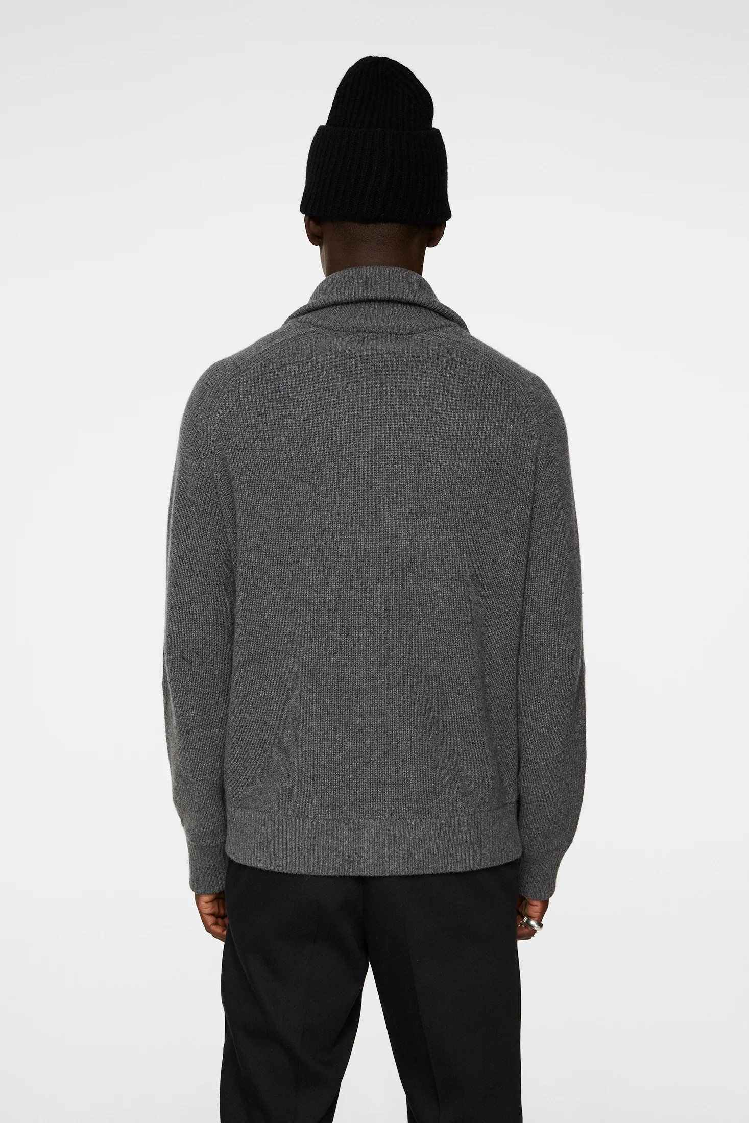 Wilmer Quarter Zip Knit / Mid Grey Melange - Image 3