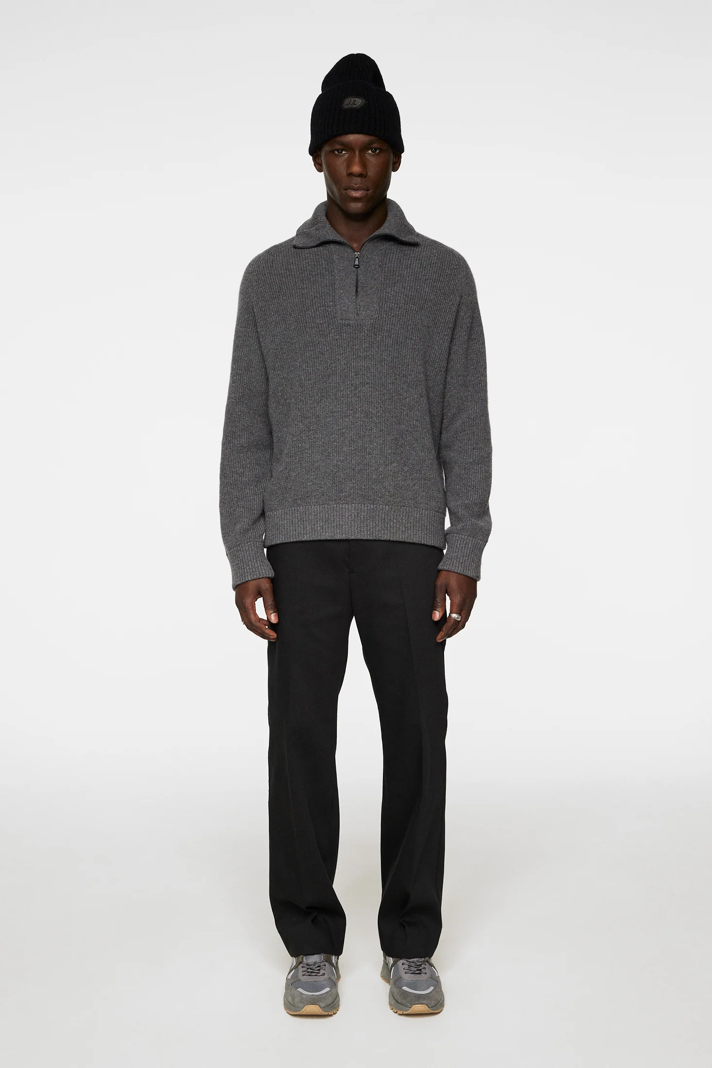 Wilmer Quarter Zip Knit / Mid Grey Melange - Image 4