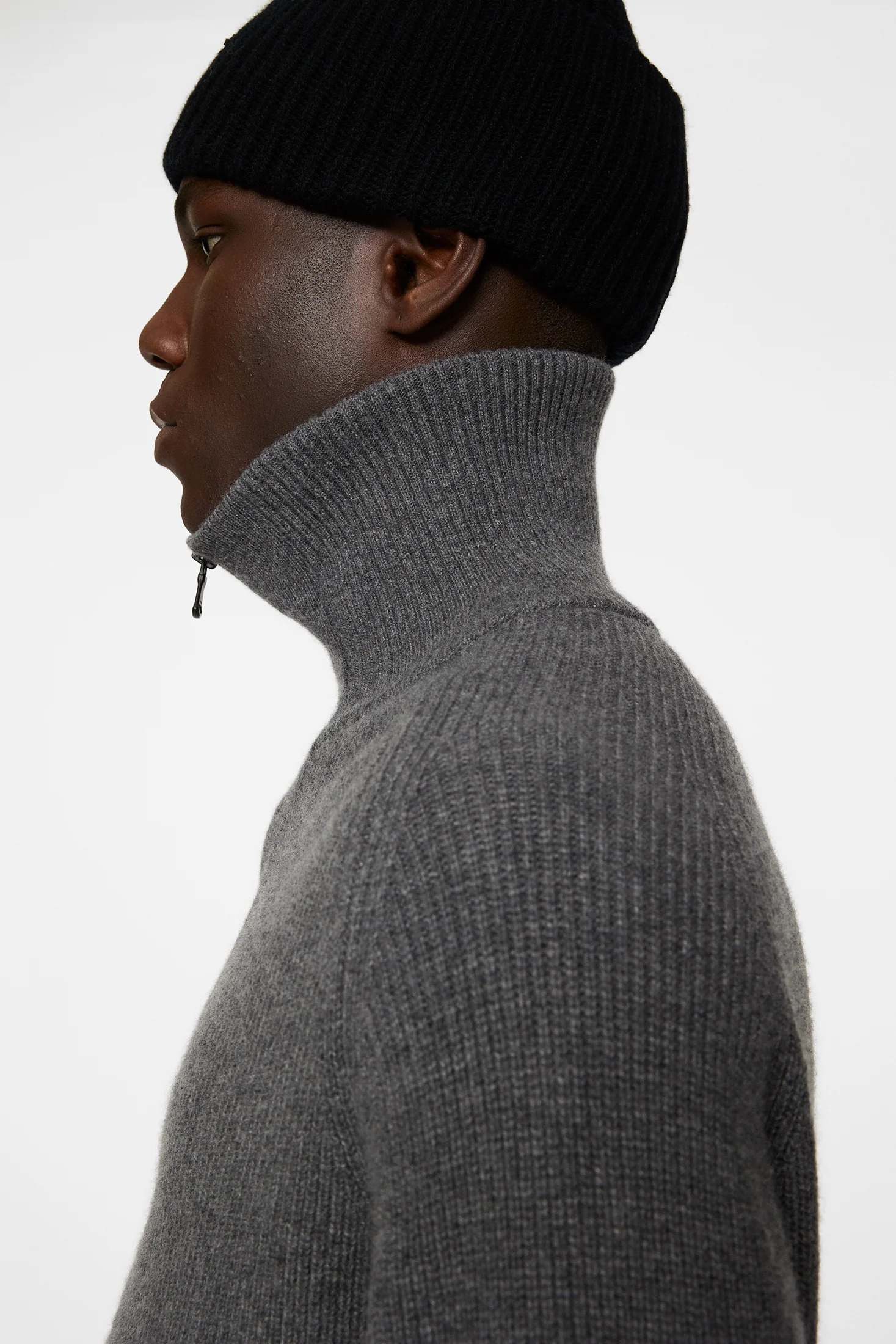 Wilmer Quarter Zip Knit / Mid Grey Melange - Image 5