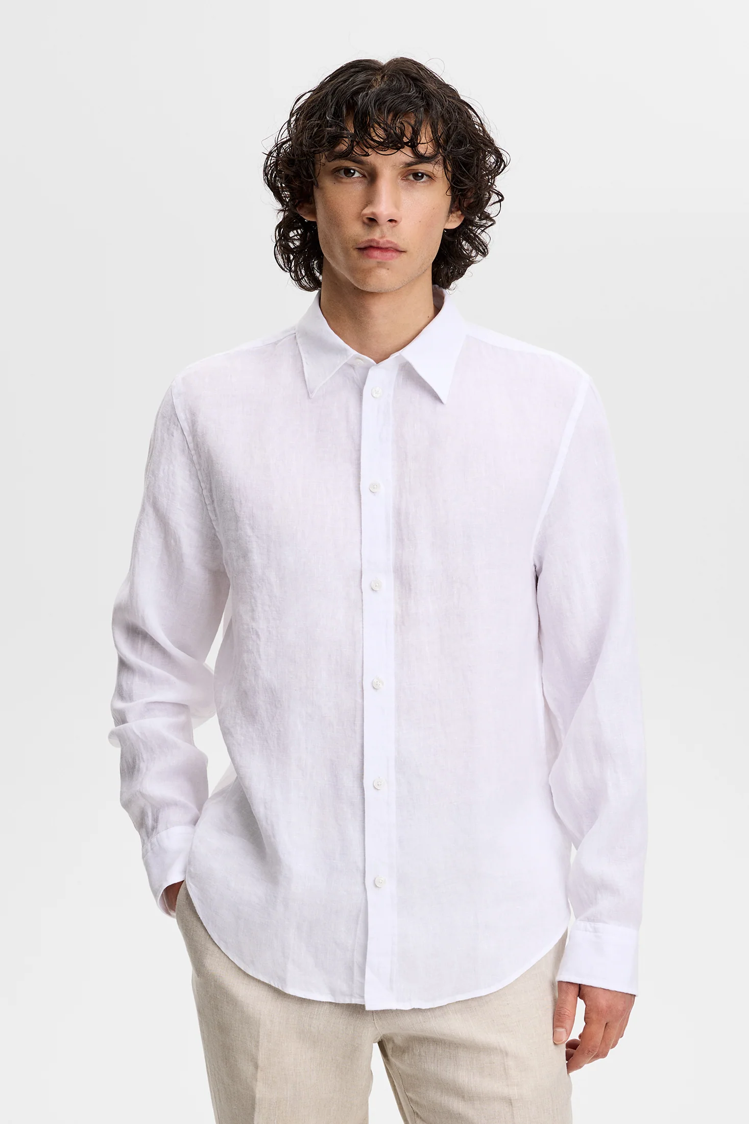 Zachary Clean Linen Shirt / White - Image 2