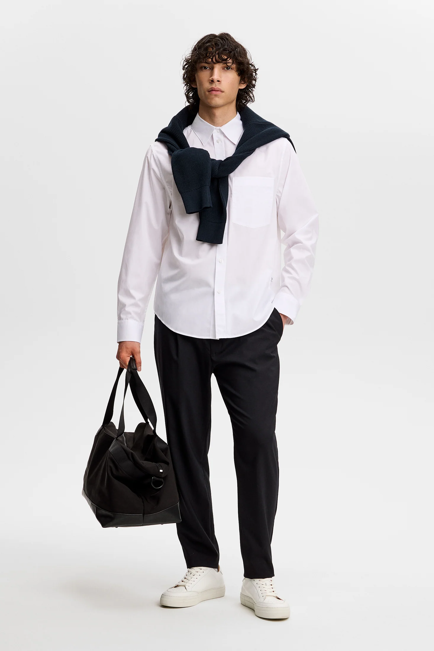 Zachary Cotton Solid Shirt / White - Image 4
