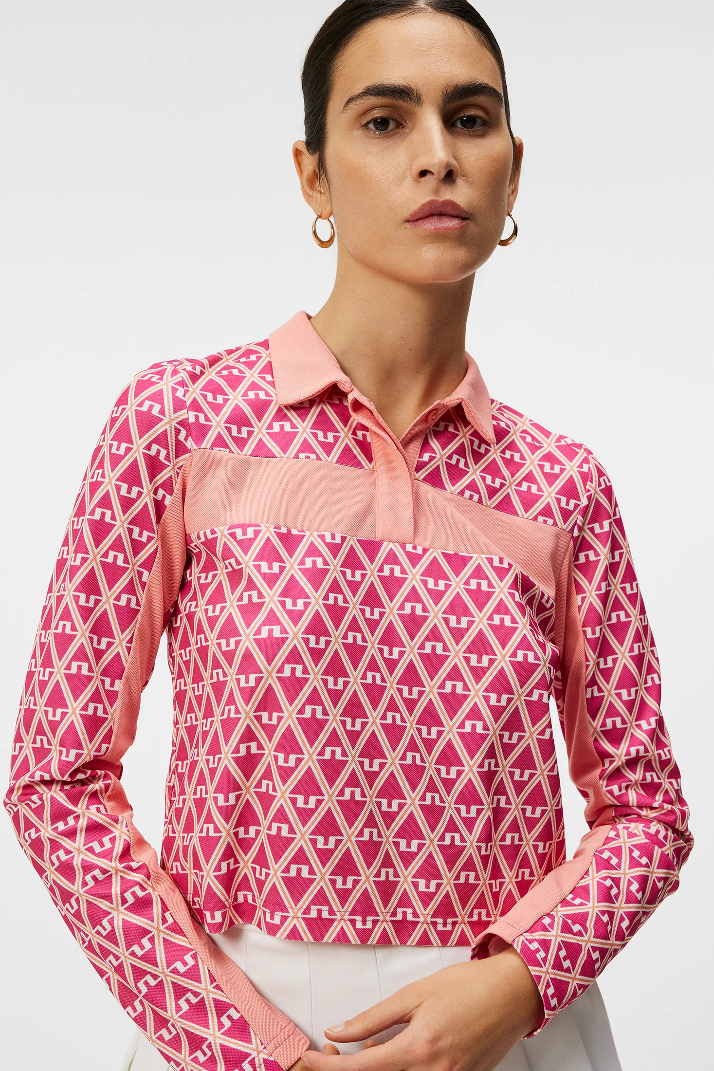 Zahara Long Sleeve Polo / Geo Fuchsia Purple - Image 5